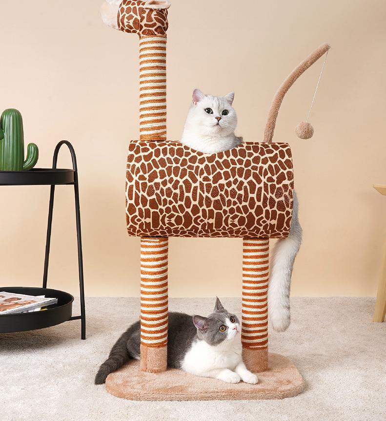 Giraffe Cat Cave and Cat Tree with Scratching Post - Lovely Caves