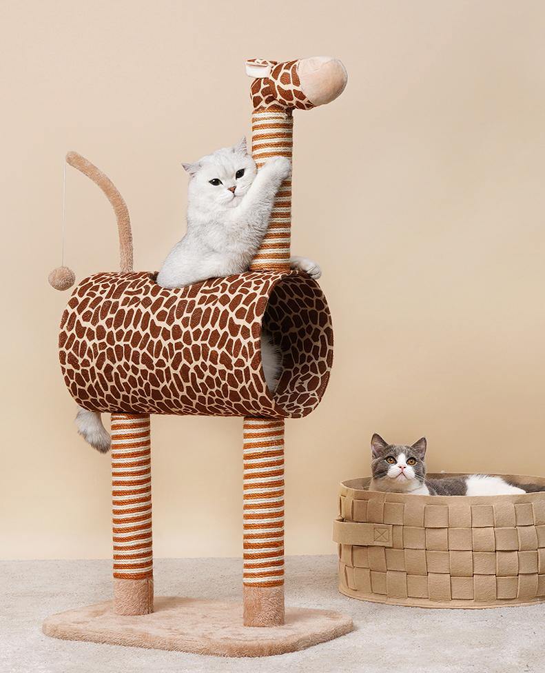 Giraffe Cat Cave and Cat Tree with Scratching Post - Lovely Caves