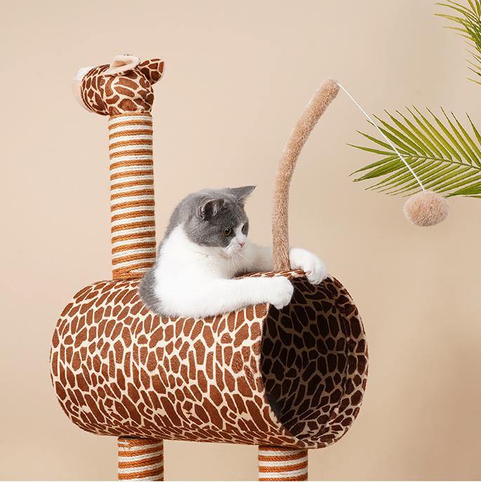 Giraffe Cat Cave and Cat Tree with Scratching Post - Lovely Caves