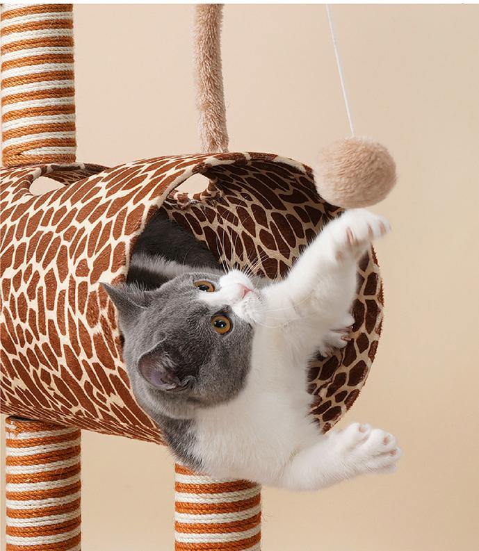 Giraffe Cat Cave and Cat Tree with Scratching Post - Lovely Caves